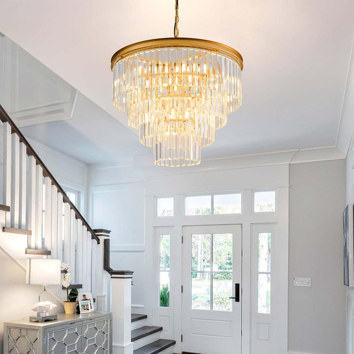 Gold Crystal Chandelier 22.9in Ceiling Pendant Light
