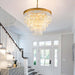 Gold Crystal Chandelier 22.9in Ceiling Pendant Light