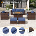 Outdoor Patio Furniture Sets, 10 Pieces Wicker Patio Furniture, Outdoor Sectional Patio Couch Set with Ottoman, Outdoor Conversation Set with 44" Gas Fire Pit (Navy)