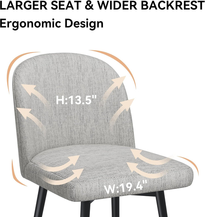 Counter Height Bar Stools Set of 3, 26 Inch Upholstered 360°Swivel Barstools with Back and Metal Legs, Linen Fabric Counter Stools for Kitchen Island, Dining Room, Pub, Light Grey