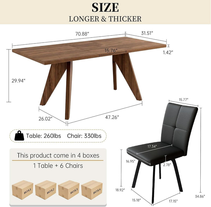 Expandable Dining Table Set for 6, Modern Kitchen Table Set