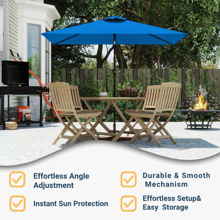 6.5' X 10' Rectangular Patio Umbrella Large Outdoor Market Umbrella W/Uv Protection, Push Button Tilt and Crank Lift, Rectangle Table Umbrella for Garden, Deck, Pool, Patio, Royal Blue