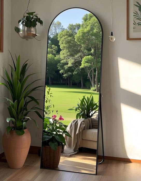 58"X19"Floor Mirror Full Length,Arched Full Length Mirror with Stand,Full Body Mirror,Hanging or Large Leaning for Bedroom Living Room Black