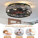 18" Low Profile Caged Ceiling Fans with Lights and Remote, Flush Mount Ceiling Fan with Light, Bedroom Fan, Small Industrial Black Ceiling Light Fixture, Reversible(Bulbs Not Included)