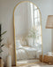 Full Length Mirror with Stand, 71"X28" Arched Full Body Large Stand up Aluminum Frame Floor Standing Mirror, Freestanding Hanging Leaning Mounted for Bedroom Living Room Entryway Gold