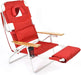 Deluxe 3N1 Lightweight Lawn Beach Reclining Lounge Chair with Footrest, Outdoor Furniture for Patio, Balcony, Backyard, or Porch, Red