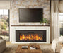 70'' Fireplace TV Stand with 42'' Electric Fireplace, Farmhouse TV Stand for 65 75 Inch TV, Entertainment Center TV Console with 3 Drawers, Fluted Design, for Living Room, Distressed White