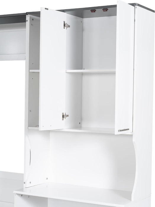 Queen Murphy Bed With Sofa Desk Storage WhiteGlossFinish