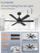 42 Inch Black Ceiling Fan without Light, Bedroom Ceiling Fan No Light, 6 Blades, Quiet Reversible DC Motor, 6-Speeds, Small Ceiling Fan for Bedroom, Living Room, Patio, Indoor/Outdoor Use