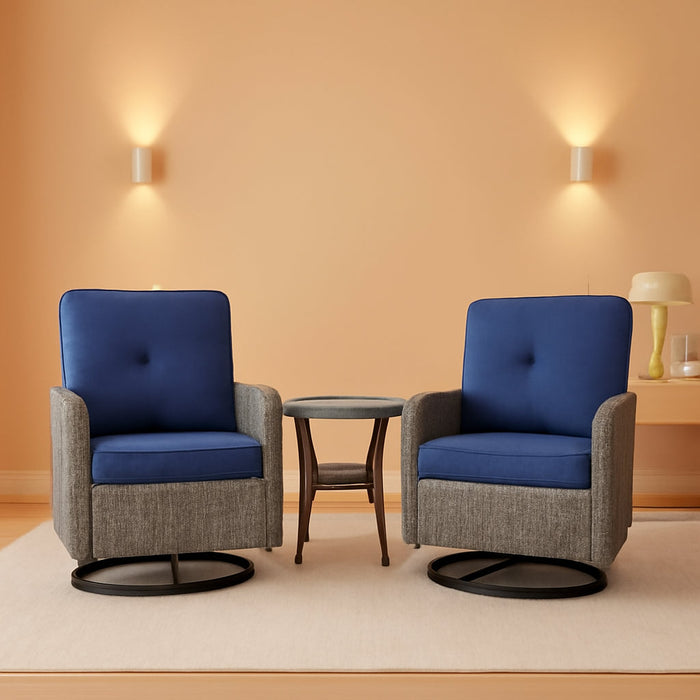 Swivel Patio Chairs Wicker Set - Outdoor Swivel Rocker Chair with Side Table, 3 Piece Patio Glider Chairs Furniture Set with Water-Resistant Cushions for Porch Deck Sunroom