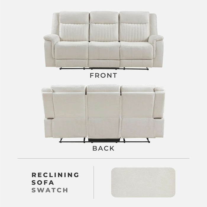 Mnul Double Reclining Sof, Polished Microfiber Upholstered 3 Seter Mnul Sof Recliner for Living Room, Wll Hugger, Esy ssembly, Beige