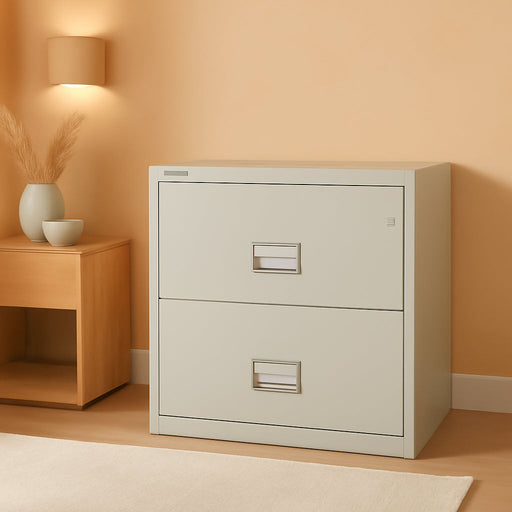 Lateral Fireproof File Cabinet 31" Wide 2-Drawer, Gray