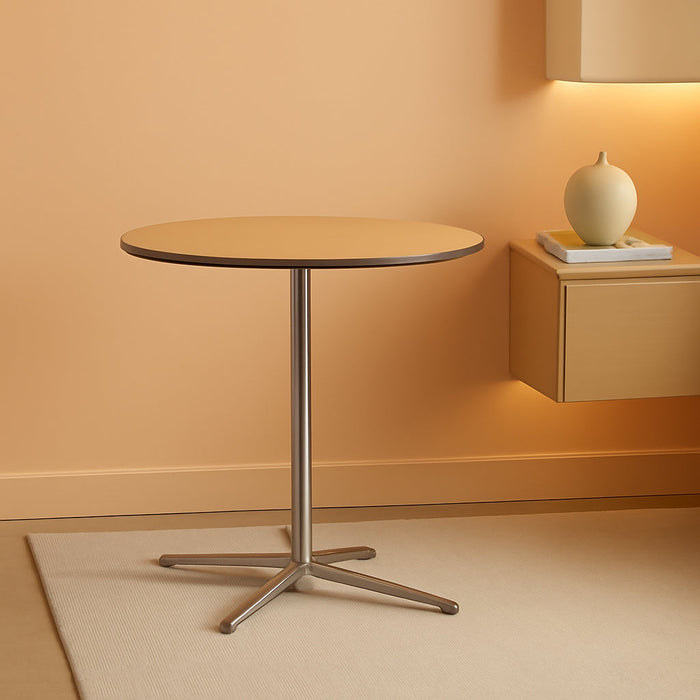 Natural Birch Wood Round Cocktail Table Adjustable