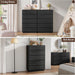 Black 6 Drawer Dresser for Bedroom, 48" Tall Dressers & Chest of Drawers with Curved Profile Design, Modern Dresser with Thickened Base for Bedroom, Living Room, Hallway