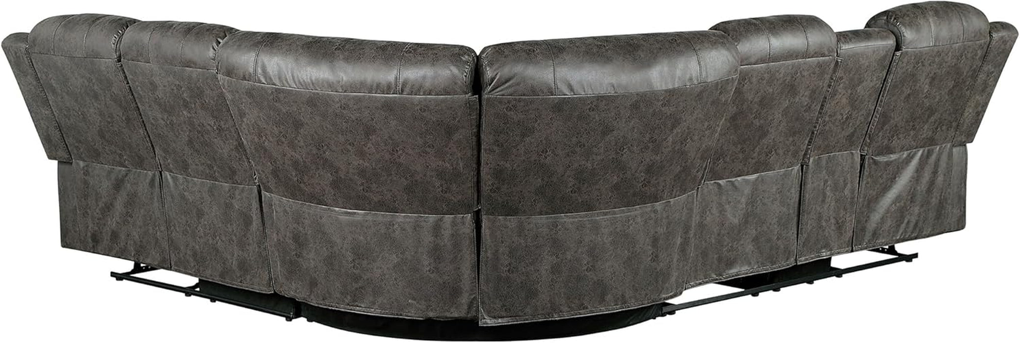 Brown Reclining Sectional Sofa with Storage & Cup Holders