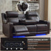 Power Recliner Sofa with Adjustable Headrest, Electric Reclining Couch with LED Light/Armrest Storage, USB & Type-C, Power Loveseat Recliner Sofa for Living Room, Bedroom(Brown, 3 Seater)