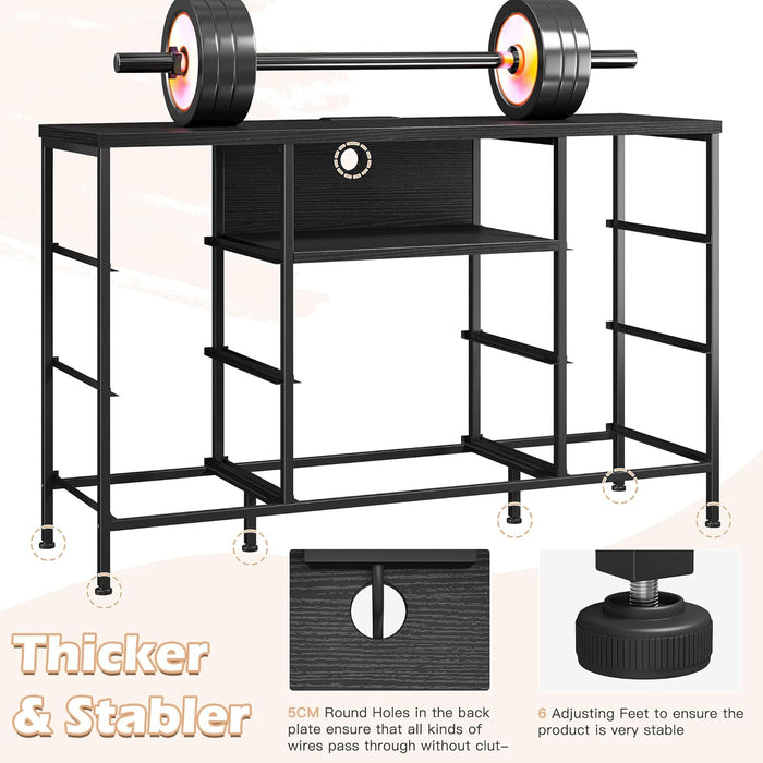 Black Dresser for Bedroom with LED Lights & Charging Station,  for Bedroom with 8 Drawer for 55 Inch TV, Fabric Dressers & Chests of Drawers with Open Shelves for Hallway Entryway