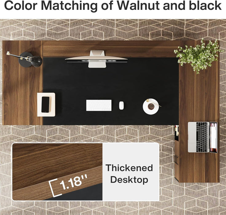 78Inch Executive Desk Featuring Ample Storage Cabinets