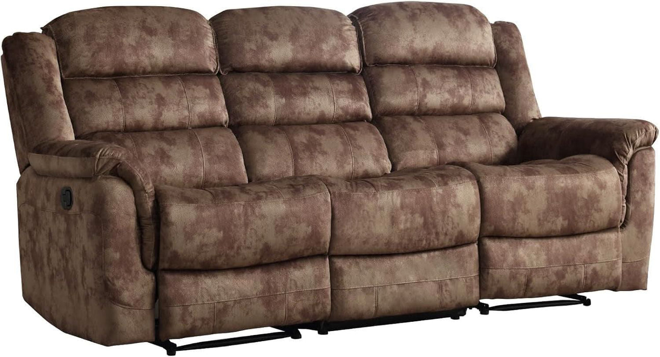 Reclining Sofa for Living Room, Extra Wide Modern Overstuffed 3 Seat Recliner Manual Sofa Chair, Breathable Soft Fabric and Padded Seat, Brown