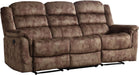 Reclining Sofa for Living Room, Extra Wide Modern Overstuffed 3 Seat Recliner Manual Sofa Chair, Breathable Soft Fabric and Padded Seat, Brown