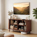 55" Fluted Sideboard Buffet Cabinet with Storage & Sliding Door