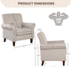 Upholstered Living Room Chair - Large Comfy Fabric Accent Chair Single Sofa with Cushion, Rolled Armrest & Nailhead Trim, Mid Century Farmhouse Armchair for Bedroom, Office, Beige