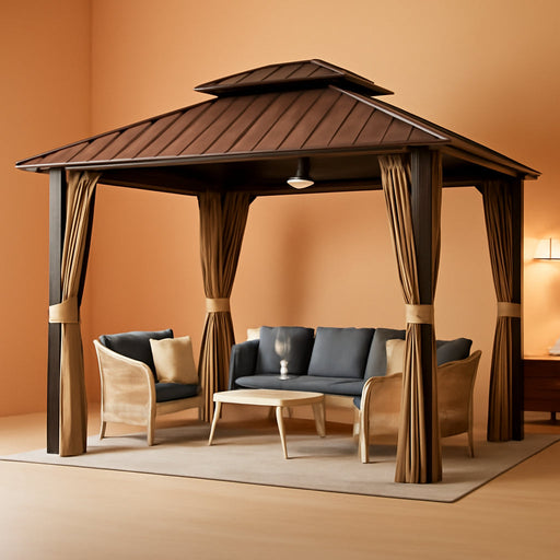 10x10 Ft Aluminum Hardtop Gazebo Weatherproof Netting