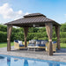 10x10 Ft Aluminum Hardtop Gazebo Weatherproof Netting