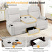 Reclining Sofa Couch,Loveseat 3 Seater Recliner Sofa with Drop down Table/ 4 Cup Holder/Hidden Storage, Wall Hugger Recliner Sofa for Living Room & Home Theater & Rv(Beige)