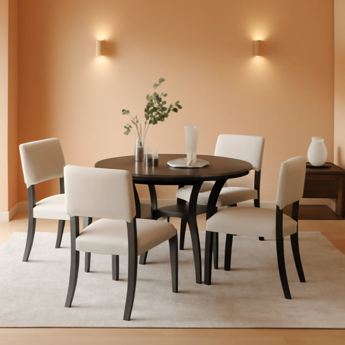 5-Piece Dining Set, round Bottom Shelf, 4 Upholstered Chairs