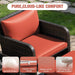 Patio Conversation Set 5 Piece, Balcony Furniture Outdoor PE Rattan Wicker Lounge Chairs with Soft Cushions, 2 Ottomans & Glass Table for Porch Lawn, Brown (Orange Red Cushions