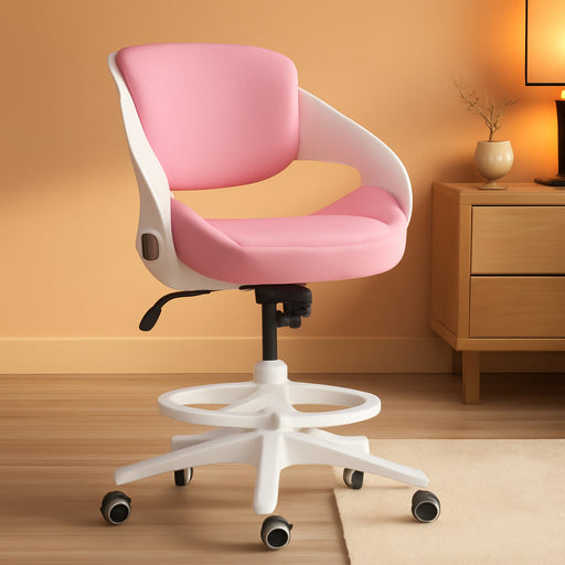 Ergonomic Drafting Chair,Standing Computer Desk Chair,Foot Ring,Lumbar Support,Swivel Task Chair-Pink