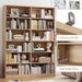 Bookshelf and Bookcase, 6-Tier Double Wide Bookshelves,Freestanding Display Storage Shelves, Tall Bookcases for Home Decor Bedroom, Living Room, Home Office, Light Oak