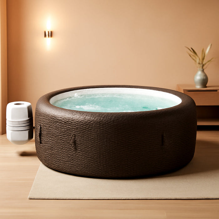 Saluspa St Moritz Airjet 5 to 7 Person Inflatable Hot Tub round Portable Outdoor Spa with 180 Airjets and Energysense Energy Saving Cover