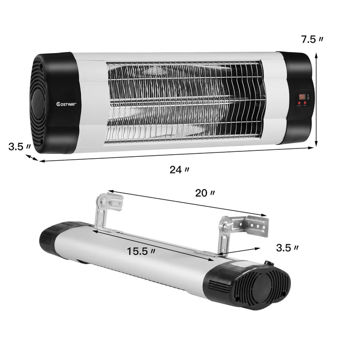 1500W Infrared Patio Heater Remote Control 24H Timer