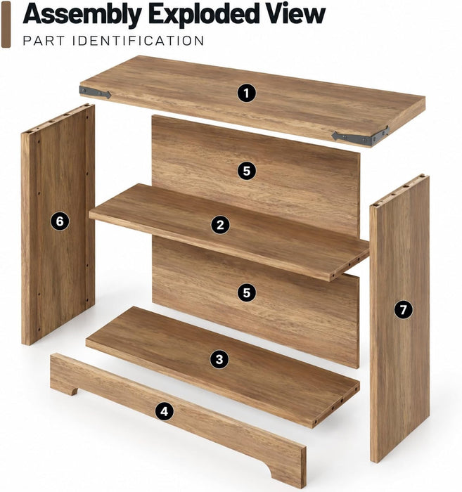 Small 3-Tier Book Shelf, Engineered Wood Bookcase,Bookshelf for Home, Brown