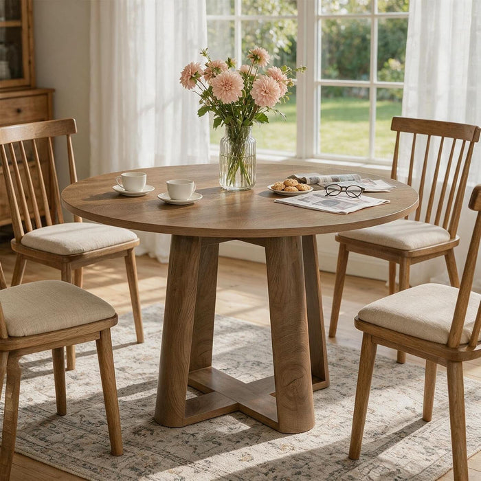 round Dining Table for 4-6 People, 47-Inch Kitchen Table