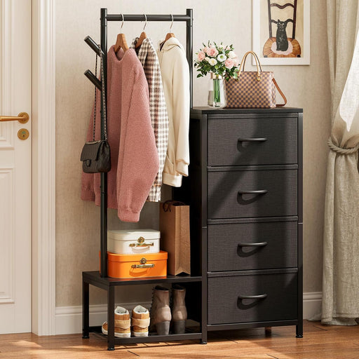 Small Black 3 In 1 UltraCompact DresserWithRacksAndShelves