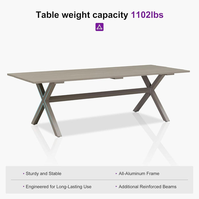 Patio Dining Set for 10 All-Weather Wicker 11 Piece Aluminium Outdoor Table and Chairs Set Included Cushions for Backyard Indoor Decor Kitchen Modern Outdoor Furniture Set Champagne
