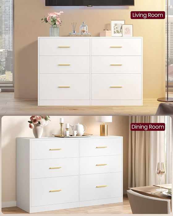 6-Drawer Dresser, Chest of Drawers, 46.9 X 15.8 X 30.7 Inches