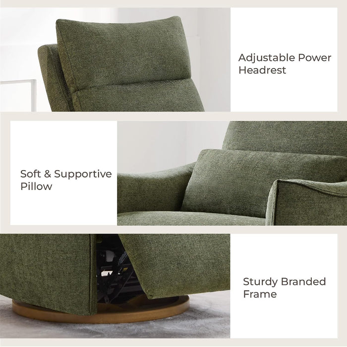CHITA Power Swivel Glider Recliner Chair, Nursery Glider, Moss Green