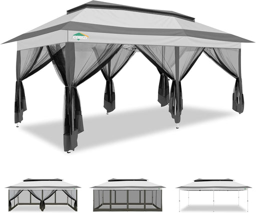 12X20 Pop up Canopy Tent - Gazebo, Party Tents for Parties, Carpas Para Fiestas, Large Outdoor Popup Patio Screened Gazebos, Shelter Tents with Net for Backyard, Commercial,Darkgrey