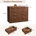 Fluted Tall Dresser for Bedroom, 9 Drawer Chest of Drawers,Walnut