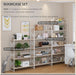 Extra Wide 5 Tiers No Assembly Book Shelves, 51.2" H Folding Bookshelf Bookcase Open Industrial Foldable Shelves for Bedroom, Living Room, Home Office - Natural White