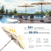 10FT Solar Umbrella 32 LED Lighted Patio Umbrella Table Market Umbrella W/Tilt and Crank, Uv-Resistant Outdoor Umbrella for Pool, Garden, Deck, Beige
