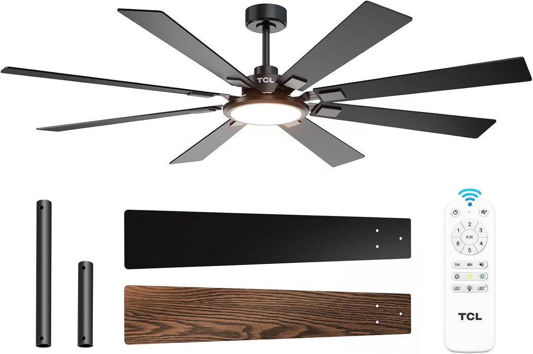 Commercial Grade Modern Black Ceiling Fan With Remote