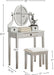 Silver Contemporary Vanity Table With Swivel Mirror
