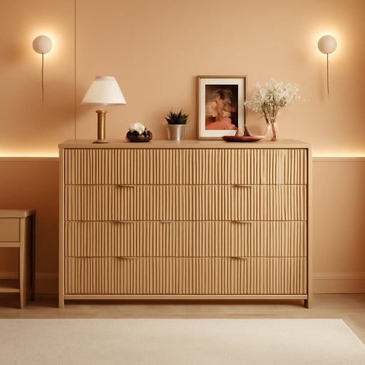 Fluted 8 Drawer Dresser for Bedroom, Wide Chest of Drawers for Closet and Bedroom Storage, Dresser Storage for Living Room