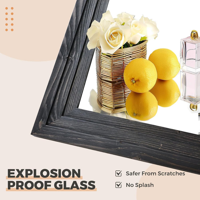 65"X22" Full Length Mirror Solid Wood Frame Floor Mirror with Stand for Living Room, Bedroom Hanging Standing or Leaning, Black