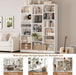 Triple Wide Bookshelf, 6 Tier Large Bookshelf, Bookcase with 17 Open Display Shelves, 74'' Tall Bookcases and Bookshelves for Living Room, Home Office, Library, White